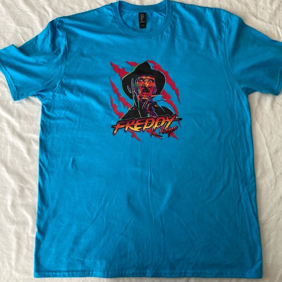 Freddy Krueger Slash Flash Back Turquoise Blue Men’s Tee Size XL NWT - Picture 2 of 4